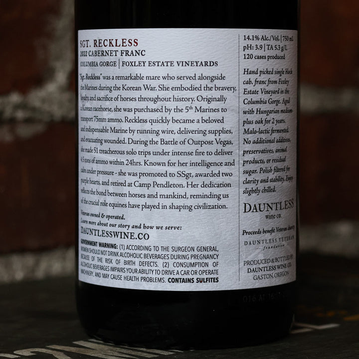 2022 Cab Franc | Sgt. Reckless | Columbia Gorge AVA