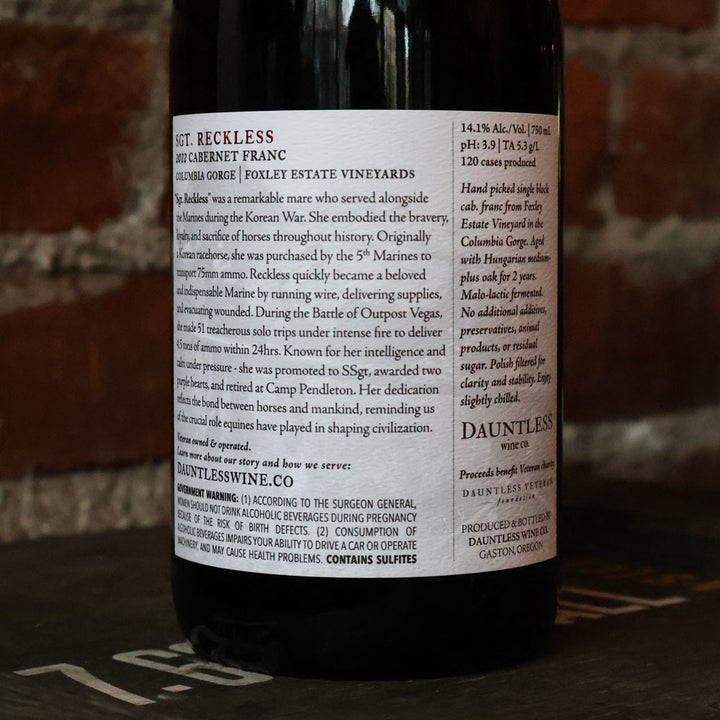 2022 Cab Franc | Sgt. Reckless | Columbia Gorge AVA